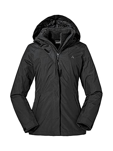 Schöffel Damen 3in1 Jacket Partinello L, wind- und wasserdichte Winterjacke mit separat verwendbarer Fleece Jacke, bequeme Regenjacke mit verstellbarer Kapuze, black, 36 im Sale